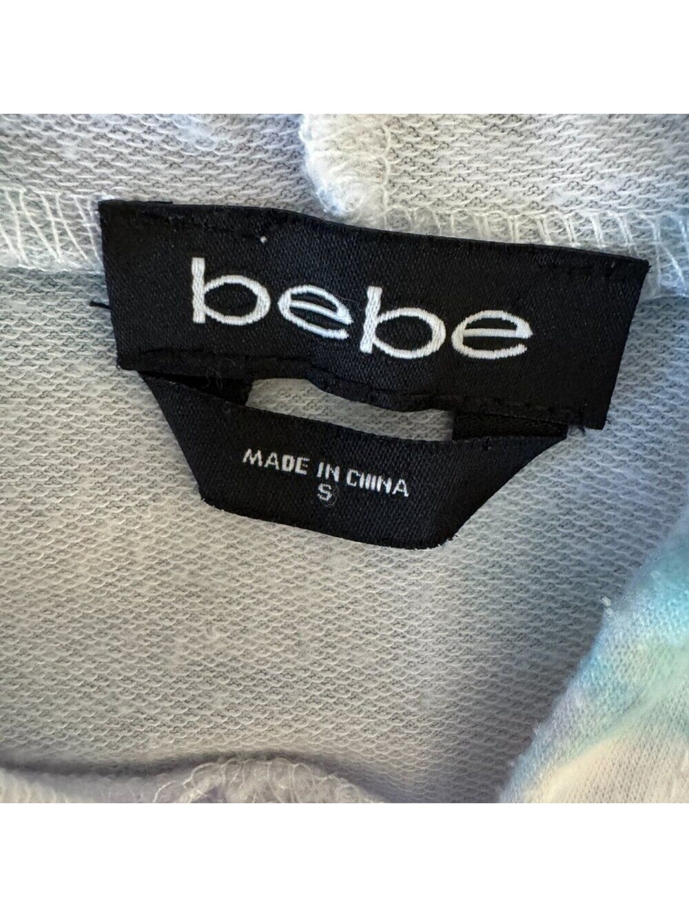 Bebe Tie Dye Cropped Hoodie Small Y2K Athleisure Lounge Pullover Sweatshirt - Picture 8 of 9